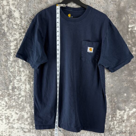 Carhartt Size M Casual T Shirt Navy Short Sleeve Pocket Crew Neck Pullover - Picture 2 of 8